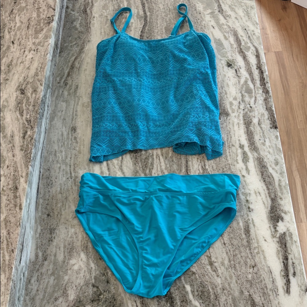 Blue Tankini Swimsuit Set Size 2XL